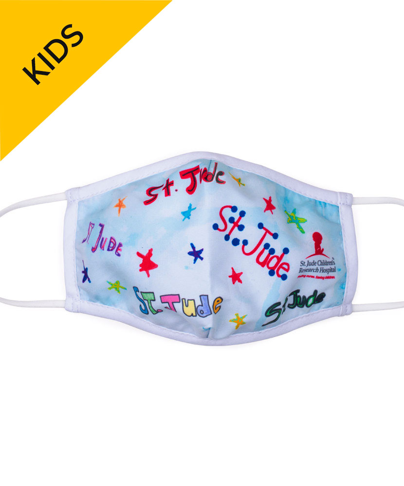 Patient-Art St. Jude Repeat and Stars KIDS 2-ply Face Mask with Filter Pocket